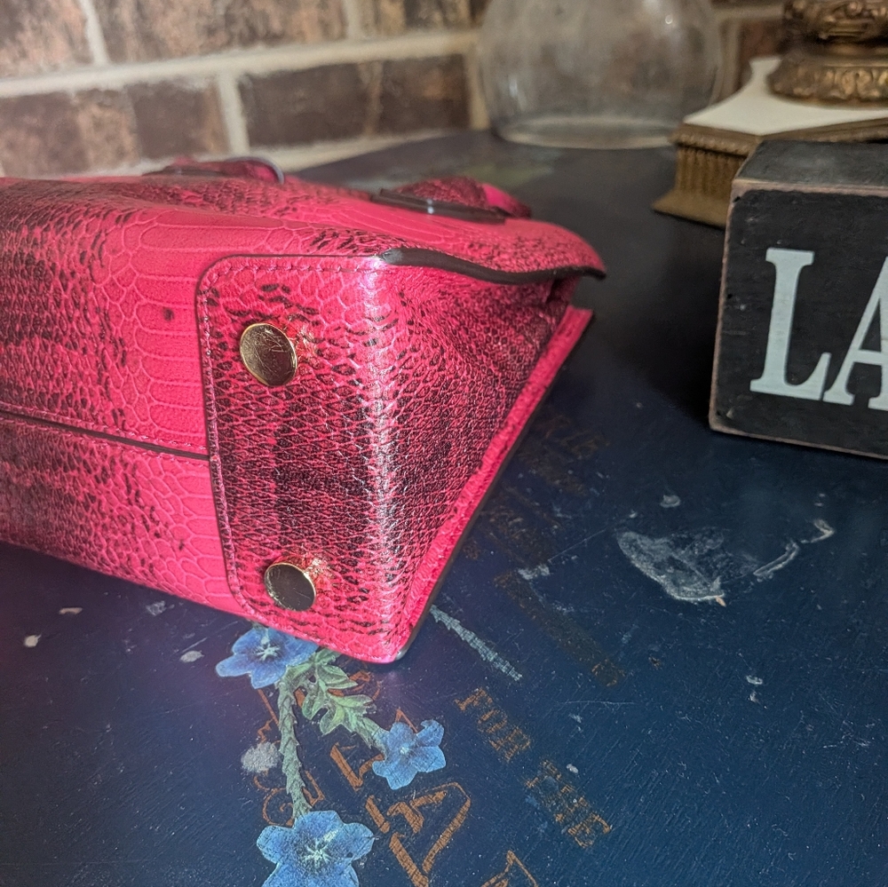 MICHAEL KORS Mercer Hot Pink Python Embossed Leat… - image 8